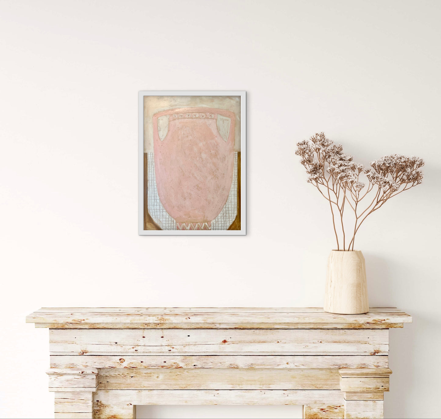 Soft Pink Vessel on Small Check