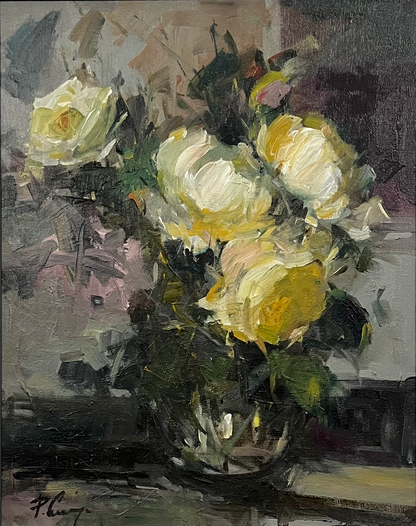 White Roses In A Glass