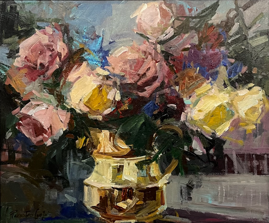 Roses In A Golden Pot
