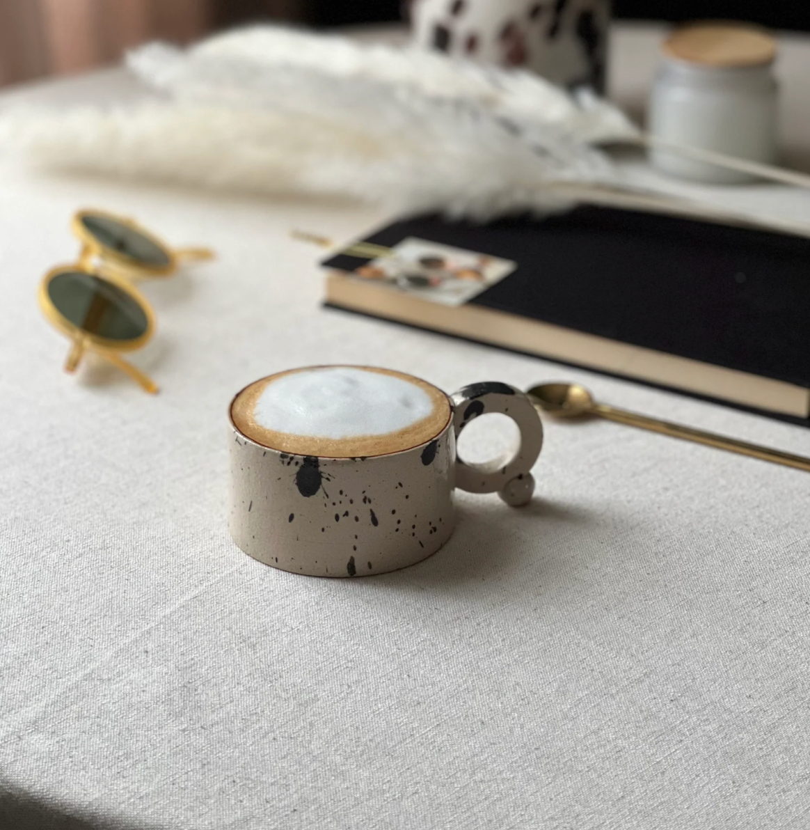 White Speckled Cappuccino Cup
