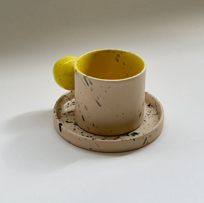 Cup with Saucer – Ball Handle Stoneware Mug (60ml Espresso)