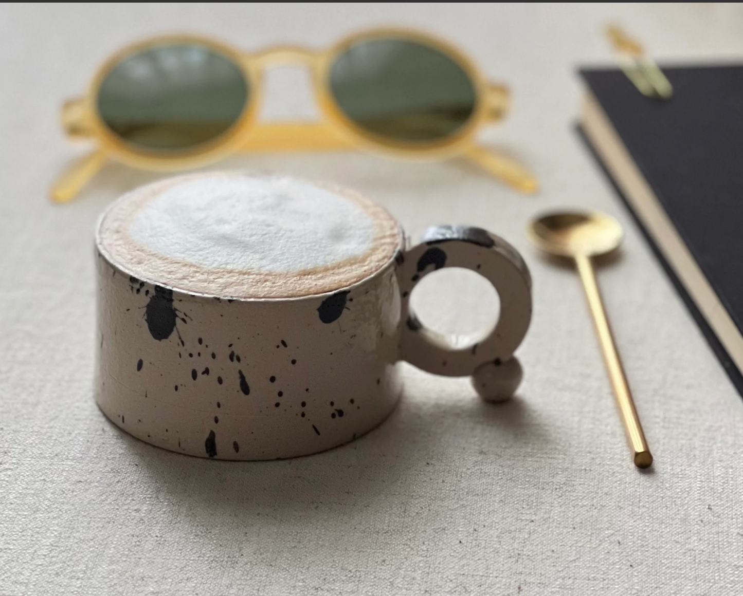 White Speckled Cappuccino Cup