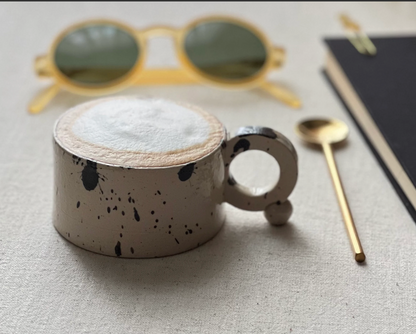 White Speckled Cappuccino Cup