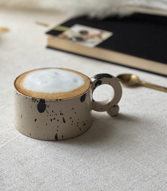 White Speckled Cappuccino Cup